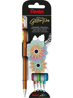 Pentel Dual Σετ Στυλό Gel 1mm Πολύχρωμο με Glitter 4τμχ K110-4DM