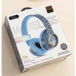 Gjby CA-059 Leopard Print Ασύρματα Bluetooth Παιδικά Ακουστικά On Ear Γαλάζια