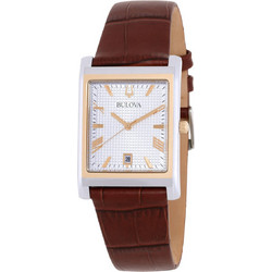 Bulova Sutton Ανδρικό Ρολόι με Καφέ Δερμάτινο Λουράκι 98B430