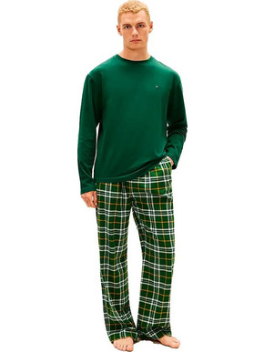 Tommy Hilfiger Χειμωνιάτικες Ανδρικές Πιτζάμες Βαμβακερές Καρό Πράσινες UM0UM03657-0V6