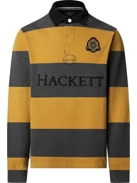 Hackett Ανδρική Μπλούζα Polo Μακρυμάνικη Κίτρινη Ανθρακί HM5700004