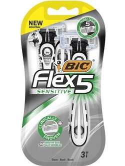 BIC Hybrid Flex 5 Sensitive Ξυραφάκι μιας Χρήσης με 5 Λεπίδες & Λιπαντική Ταινία 3τμχ