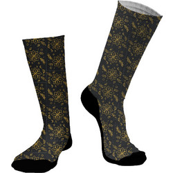 Dimisocks Do You Dare Christmas Gold Flower Χριστουγεννιάτικες Ανδρικές Κάλτσες Ψηλές Μαύρες 70062