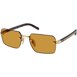 Prada PRD55S 5AK50P Ανδρικά Γυαλιά Ηλίου Τετράγωνα Κοκάλινα Μαύρα με Καφέ Φακό