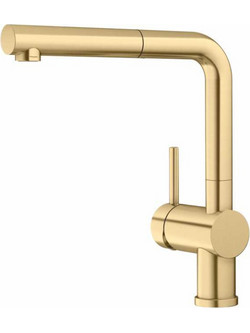 Blanco Linus-S 526684 Μπαταρία Κουζίνας Πάγκου Διπλής Παροχής Ανάμεικτη με Ντουζ Χρυσή