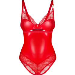 Obsessive Aliosa Sexy Κορμάκι Slip See Through με Δαντέλα Κόκκινο
