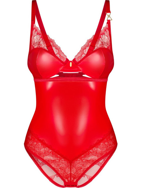 Obsessive Aliosa Sexy Κορμάκι Slip See Through με Δαντέλα Κόκκινο