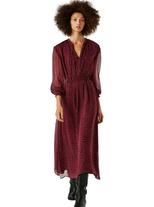 Pepe Jeans Mariette Midi Βραδινό Φόρεμα Μπορντό PL9537757-296