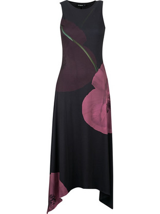 Desigual Virginia Midi Καλοκαιρινό Καθημερινό Φόρεμα Μαύρο 26SWVK06-2000