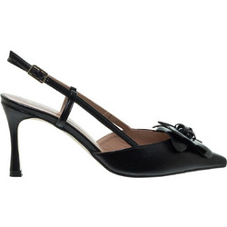 Mourtzi Γόβες Slingback Δερμάτινες με Λεπτό Ψηλό Τακούνι Μαύρες 75-71614