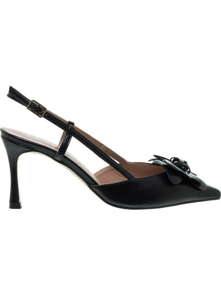 Mourtzi Γόβες Slingback Δερμάτινες με Λεπτό Ψηλό Τακούνι Μαύρες 75-71614