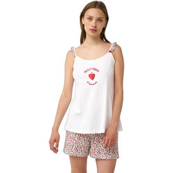 Vamp Babydoll Καλοκαιρινό Βαμβακερό Λευκό Κόκκινο 24258