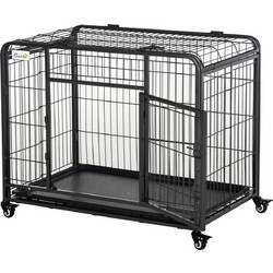 PawHut Συρμάτινο Κλουβί Σκύλου Crate Μεσαίο Μαύρο 94x58x69.5cm