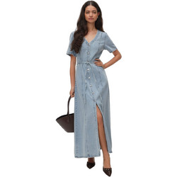 Vero Moda Maxi Καλοκαιρινό Καθημερινό Φόρεμα Τζιν Γαλάζιο 10349587