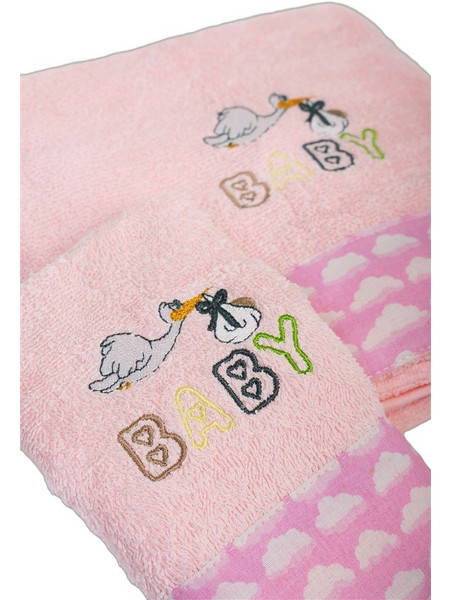 Dimcol Stork 192 Σετ Βρεφικές Πετσέτες 2τμχ 400gr/m²