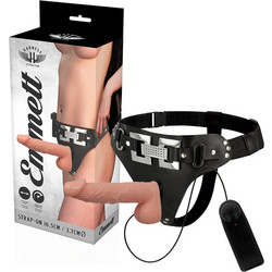 Harness Attraction Emmett Deluxe Harness Strap On με Dildo 16.5cm & Δόνηση Flesh