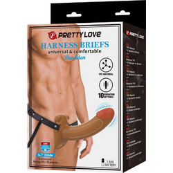 Pretty Love Bradden Harness Strap On με Dildo 23cm & Δόνηση Καφέ