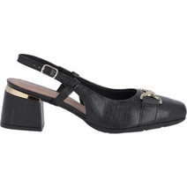 Piccadilly Ανατομικές Γόβες Slingback Δερμάτινες με Χοντρό Χαμηλό Τακούνι Μαύρες 748025-2