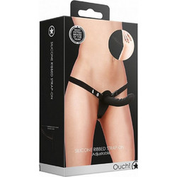 Ouch! Ribbed Harness Strap On με Dildo 15.5cm Μαύρο