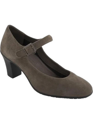Scholl Ανατομικές Γόβες Suede με Χοντρό Χαμηλό Τακούνι & Μπαρέτα Σοκολατί NP81796-023