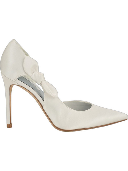 Nine West Γόβες Δερμάτινες με Τακούνι Στιλέτο με Φιόγκο Λευκές FHALON-7-14-140