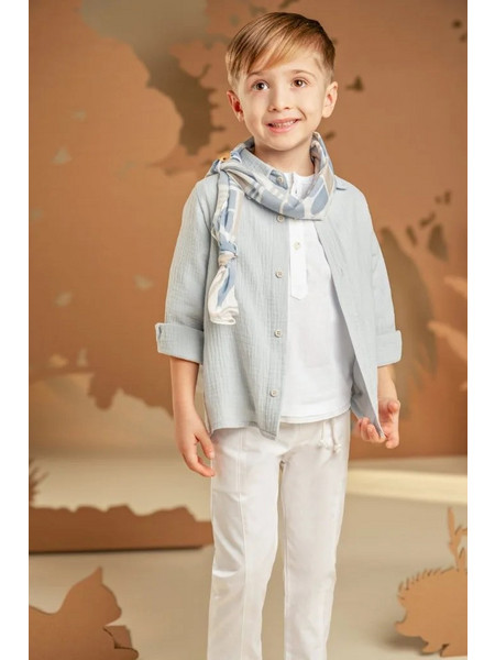 Baby Bloom Βαπτιστικό Σετ Ρούχων για Αγόρι με Παντελόνι Μπλουζάκι & Πουκάμισο 5τμχ 126-12