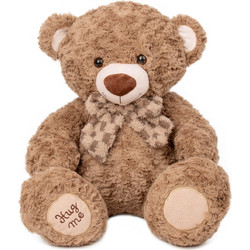 Amek Toys Καφέ Αρκουδάκι με Καρό Φιόγκο 55cm