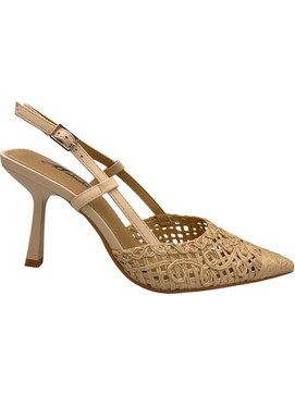 Elenross Γόβες Slingback Δερμάτινες με Λεπτό Ψηλό Τακούνι Μπεζ GS10135W