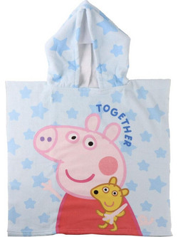 Cerda Peppa Pig Παιδικό Πόντσο Θαλάσσης Microfiber Λευκό Γαλάζιο 55x77cm