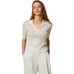 TWINSET Γυναικεία Μπλούζα Polo Κοντομάνικη Εκρού 261TP3300-00570