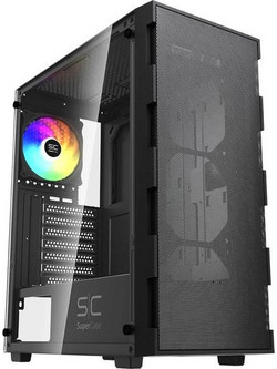 Supercase PS195-10-M Black Gaming Midi Tower Κουτί Υπολογιστή με Πλαϊνό Παράθυρο