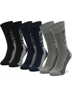 DKNY Ανδρικές Κάλτσες Ψηλές με Σχέδια Μαύρες Navy Μπλε Γκρι 3Pack S5-6216T-DKY