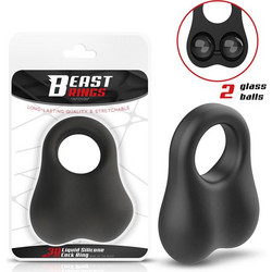 IntoYou Beast Rings with Glass Balls Penis Ring 30mm BR-211 Ελαστικό Δαχτυλίδι Όρχεων Σιλικόνης 3cm Μαύρο