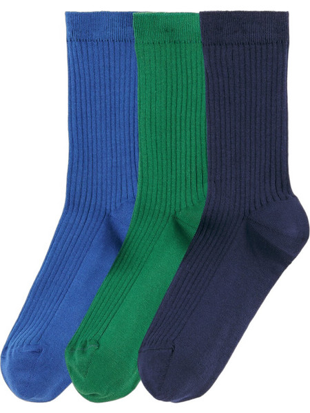 La Redoute Ανδρικές Κάλτσες Ψηλές Royal Blue Πράσινες Navy Μπλε 3Pack