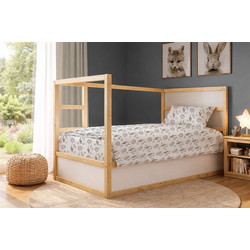 Dimcol Σετ Παιδικά Σεντόνια Μονά Βαμβακερά 160x240 Floating Bunny 715 White Grey 2τμχ