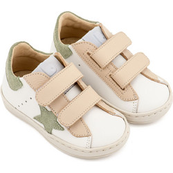 Babywalker Βαπτιστικά Sneakers για Αγόρι Δερμάτινα Ανατομικά Μπεζ Πράσινο Mint EXC5316