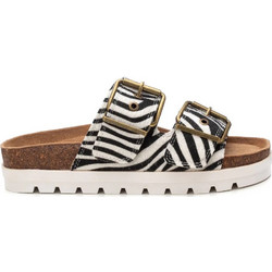 Refresh Γυναικεία Σανδάλια Suede Μαύρα Λευκά 172862