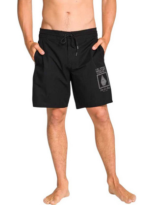 Volcom Yewster Stoney 18" Ανδρικό Μαγιό Βερμούδα με Σχέδια Μαύρο A0822605-BLK