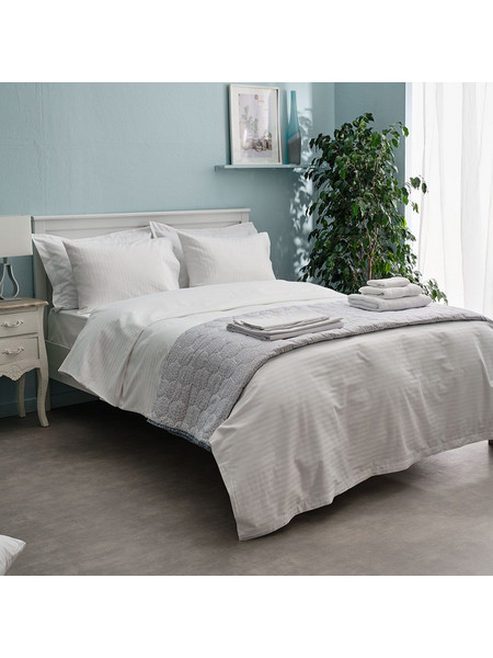 Charalambidis Textiles Σεντόνι King Size Βαμβακερό 270x270 Salonica Satin Stripe Λευκό