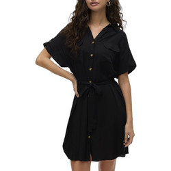 Vero Moda Mini Καλοκαιρινό Καθημερινό Φόρεμα Σεμιζιέ Μεταξωτό Μαύρο 10325828