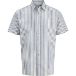Jack & Jones Ανδρικό Πουκάμισο Βαμβακερό Ριγέ Κοντομάνικο Κανονική Γραμμή Γαλάζιο 12294265