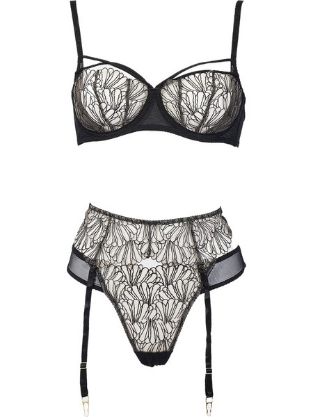 Gsecret Σετ Sexy Εσώρουχα See Through με Δαντέλα & Ζαρτιέρες Μαύρα SX788-25082
