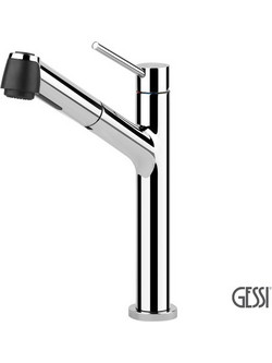Gessi Thalium BAK-213-23547-031 Μπαταρία Κουζίνας Πάγκου Διπλής Παροχής Ανάμεικτη με Ντουζ Inox