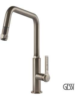 Gessi Officine 60053-149 Μπαταρία Κουζίνας Πάγκου Διπλής Παροχής Ανάμεικτη με Ντουζ Inox