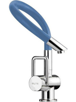 Macart Arwa Twinflex BP03008044 Μπαταρία Κουζίνας Πάγκου Διπλής Παροχής Ανάμεικτη με Εύκαμπτο Ρουξούνι Μπλε
