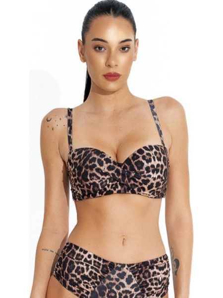 Bluepoint Cat Call Bikini Top Strapless Animal Print Καφέ 26066082D-18