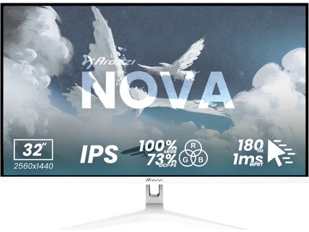 Arozzi NoVa IPS HDR Gaming Monitor 31.5" 2560x1440 QHD 180Hz 2ms White