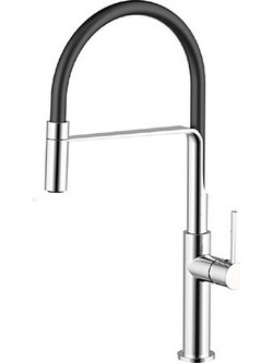 Teorema Silicone 175231 Μπαταρία Κουζίνας Πάγκου Διπλής Παροχής Ανάμεικτη με Εύκαμπτο Ρουξούνι Inox
