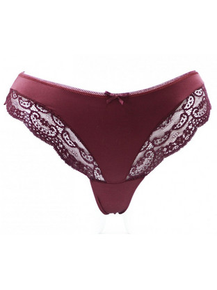 Papatya Γυναικείο Sexy String με Δαντέλα Μπορντό 4273