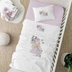 Borea Lily Κουβέρτα Κούνιας Πικέ 110x140 Λευκή Ροζ